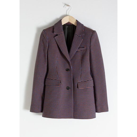 & Other Stories Houndstooth Hourglass Blazer Sz 0 - Picture 1 of 13